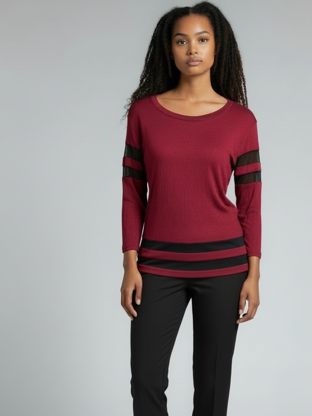OCCASION Maroon Half Sleeve Top